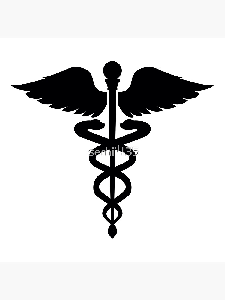 Caduceus Gesundheitssymbol Asclepius Zauberstab Symbol Schwarze Farbe Grusskarte Von Serhii435 Redbubble