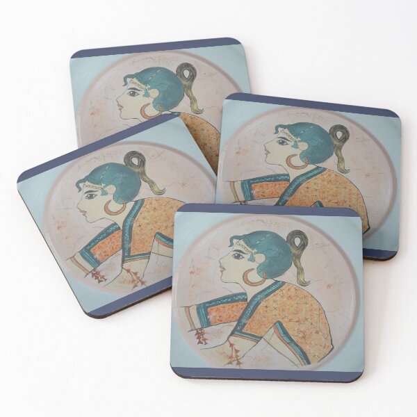 Item preview, Young Lady of Santorini, Acrylic Painting inspired by Ancient Fresco, photo here designed and sold by GKstudio.