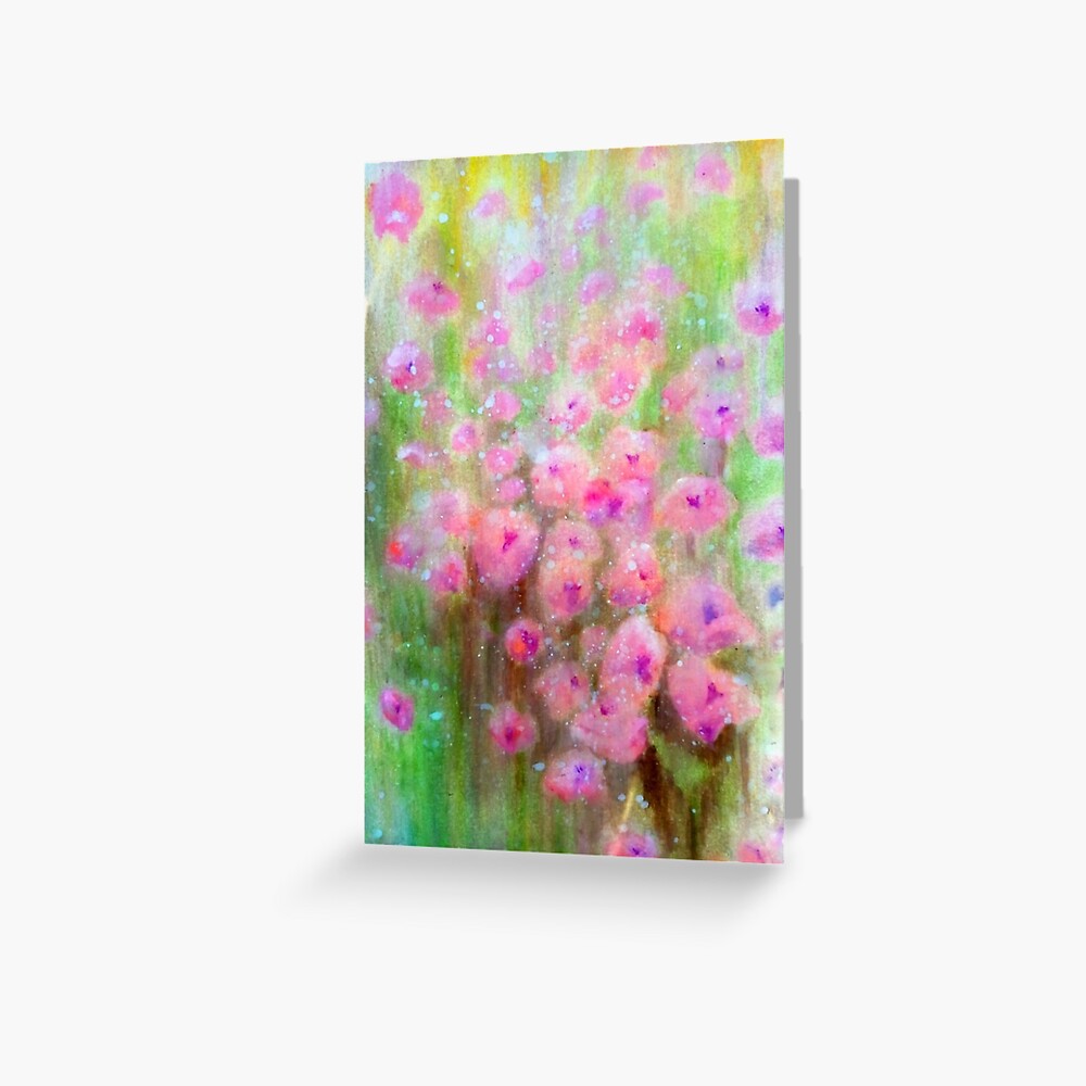Poppies in Pink vibrant (Meadow Collection) watercolour by Penny Bonser Greeting Card
