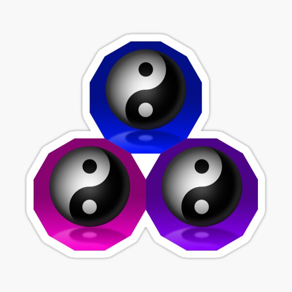 Yin Yang Triangle - Blue, Purple and Pink Sticker