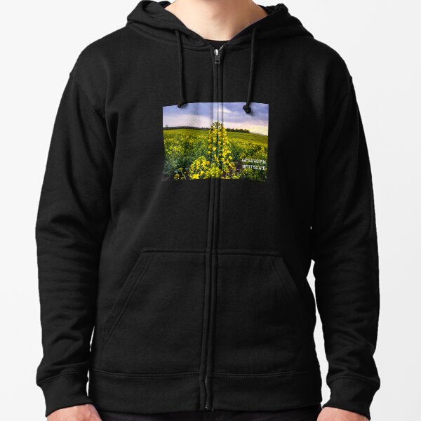 Rapeseed - Rapeseed Flower Photo - Nature - GPS Coordinate Zipped Hoodie