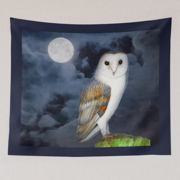 Item preview, Barn Owl in Moonlight Watercolour Painting Artwork designed and sold by Alison Langridge.