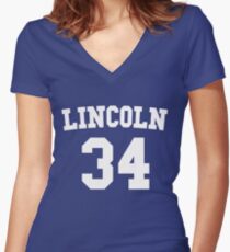 Lincoln High School #34 Shuttlesworth Women's Fitted V-Neck T-Shirt