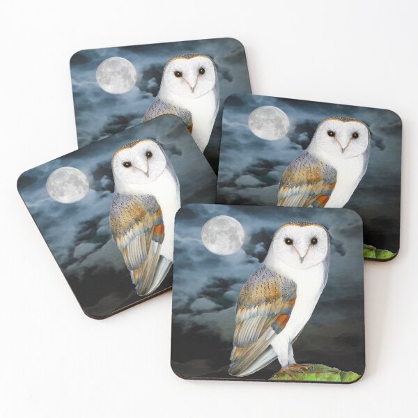 Item preview, Barn Owl in Moonlight Watercolour Painting Artwork designed and sold by Alison Langridge.
