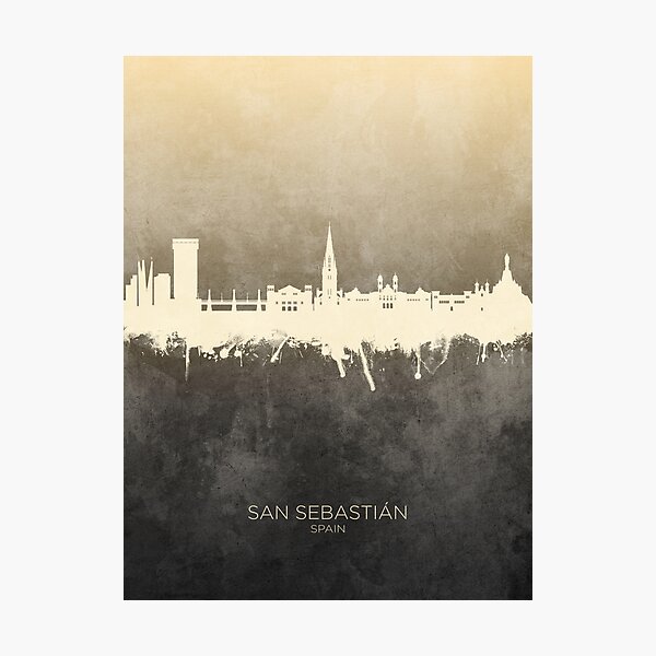Vista previa del artículo con la obra «San Sebastian Spain Skyline», diseñado y vendido por ArtPrints.