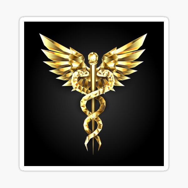 Gold Polygonal Symbol Caduceus Sticker