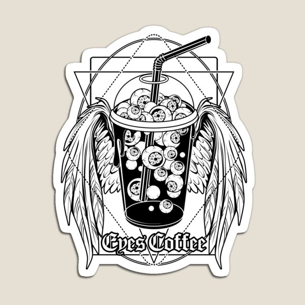 Eyes Coffee with Angel Wings Magnet
