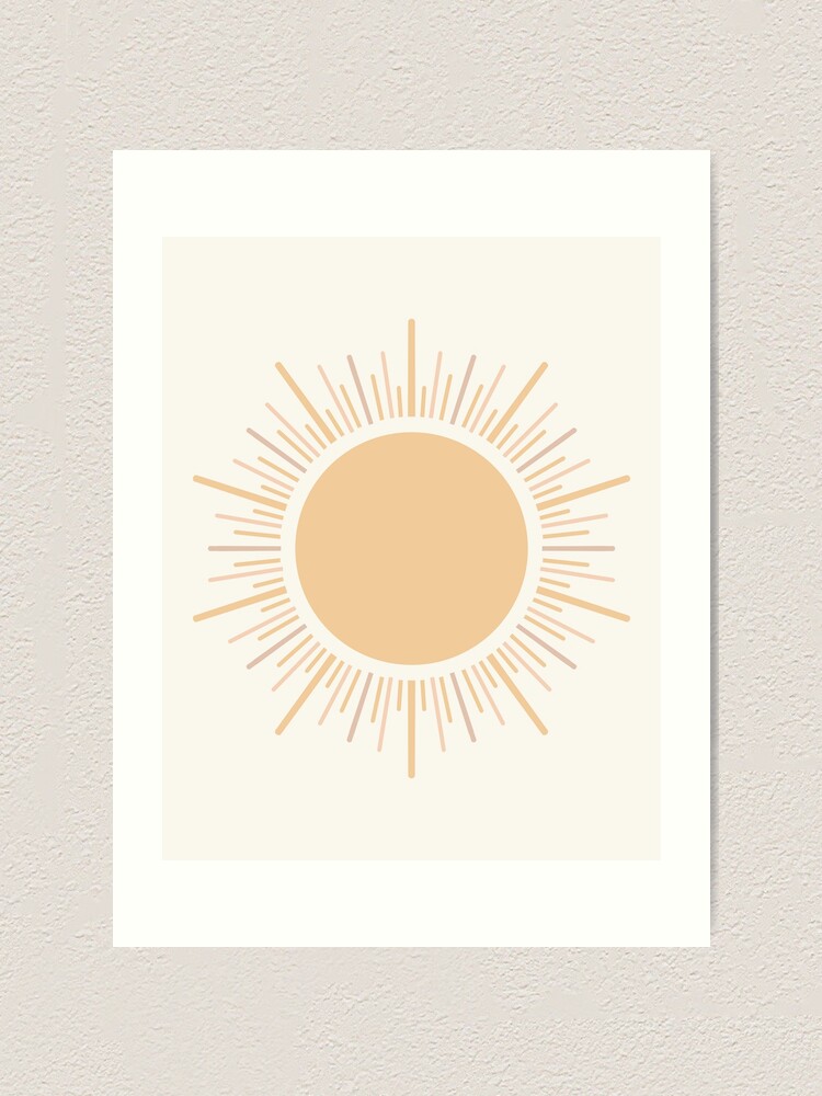 Sunburst artwork Minimal sun art print Sunrise art print Abstract sun illustration Neutral boho art Sun rays poster Boho sun wall art