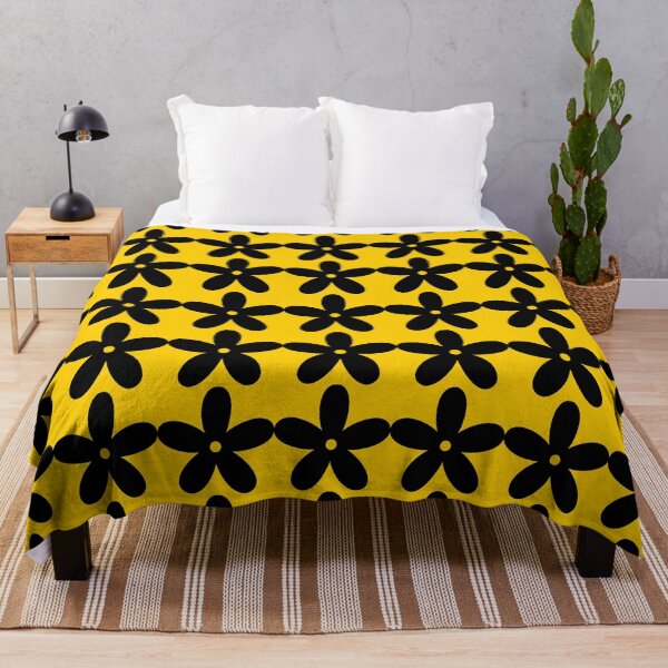 Item preview, Yellow & Black Flower Pattern | 60s Retro designed and sold by NobodysHero.