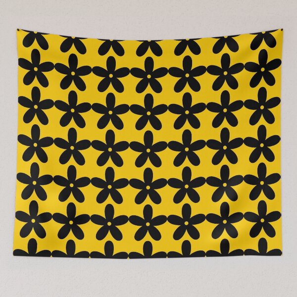 Item preview, Yellow & Black Flower Pattern | 60s Retro designed and sold by NobodysHero.