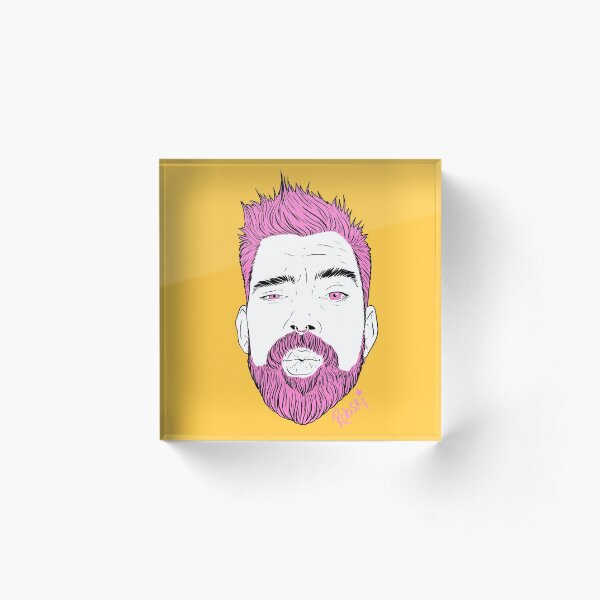 Elliott Kissy Face - pink beard Acrylic Block