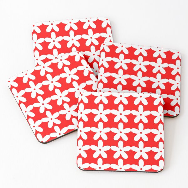 Item preview, Red & White Flower Pattern | Retro designed and sold by NobodysHero.