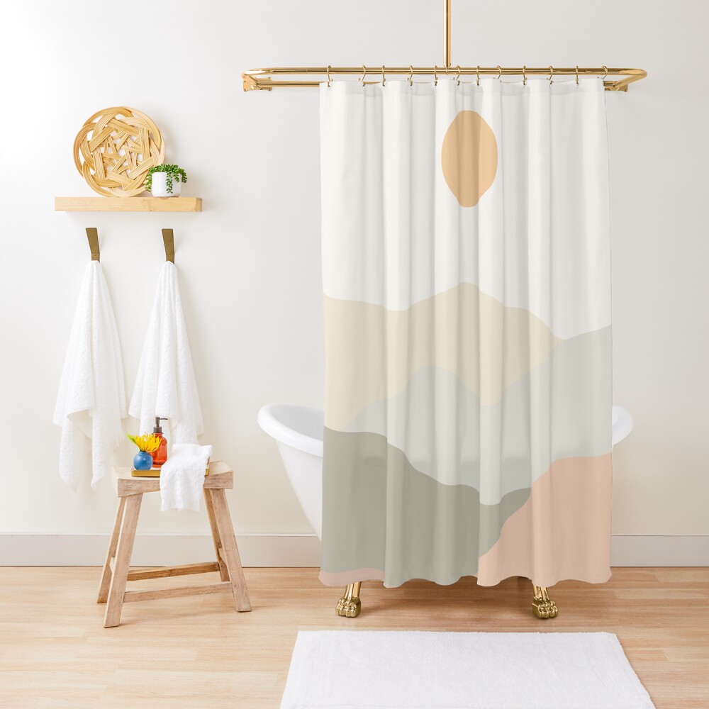 Minimalist Landscape Mountains Shower Curtain