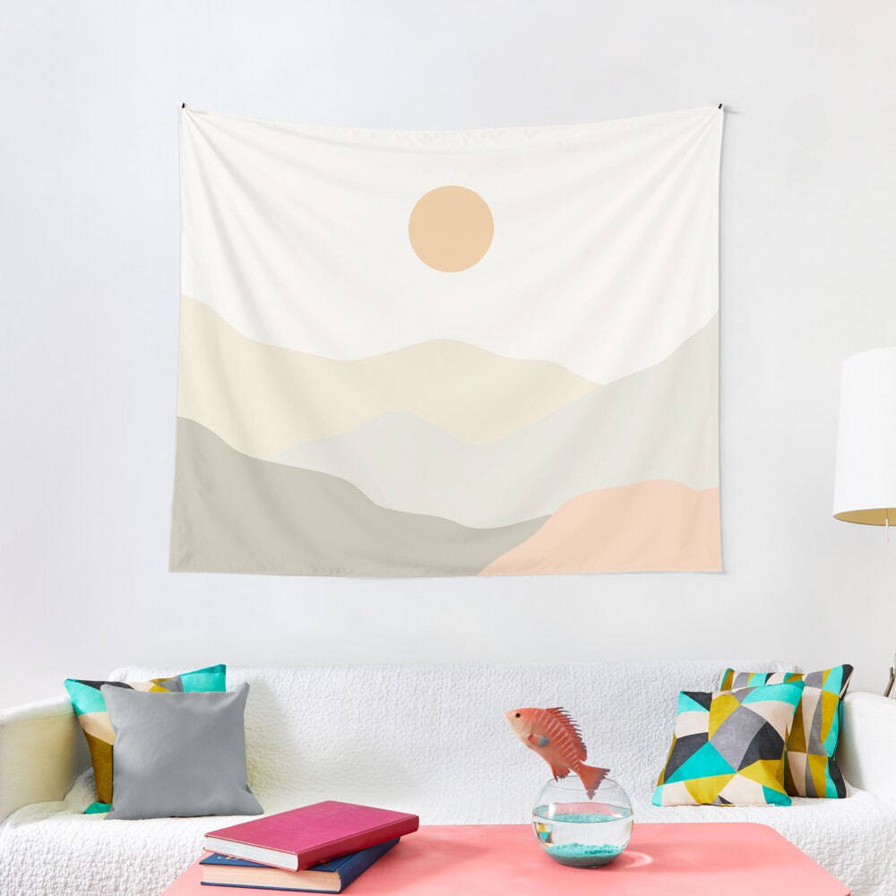 Minimalist Landscape Mountains Tapestry