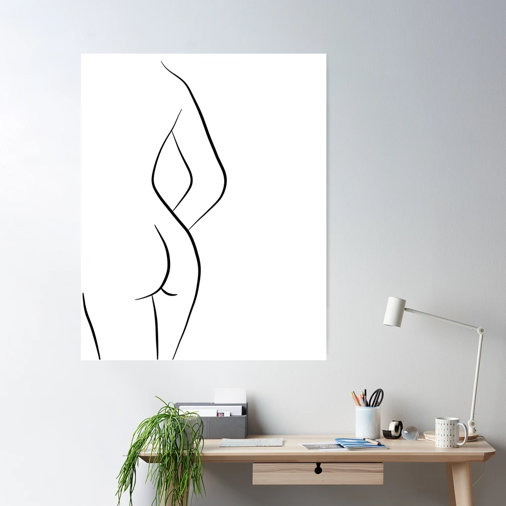 Woman Body Silhouette Line Drawing - Hello Helena Poster for Sale by  Melody Watson