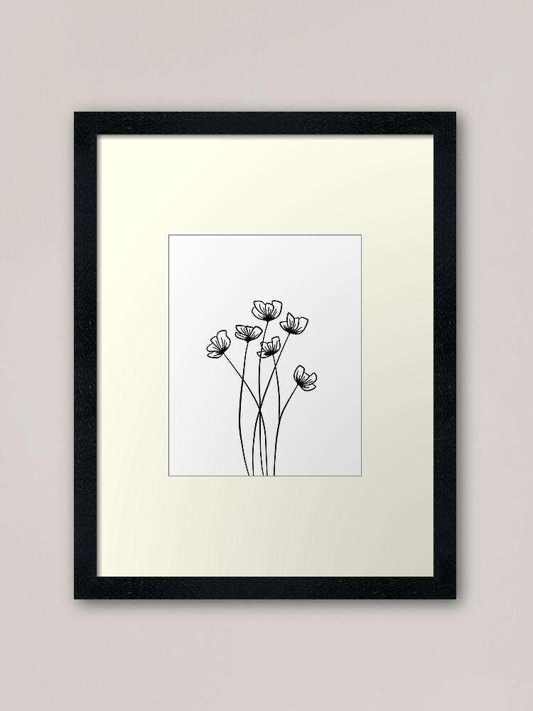 Floral Line Art Drawing in Black - Long Stem Flowers Greeting Card for  Sale by Melody Watson