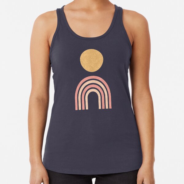 Mid-century modern gold pink on green Racerback Tank Top