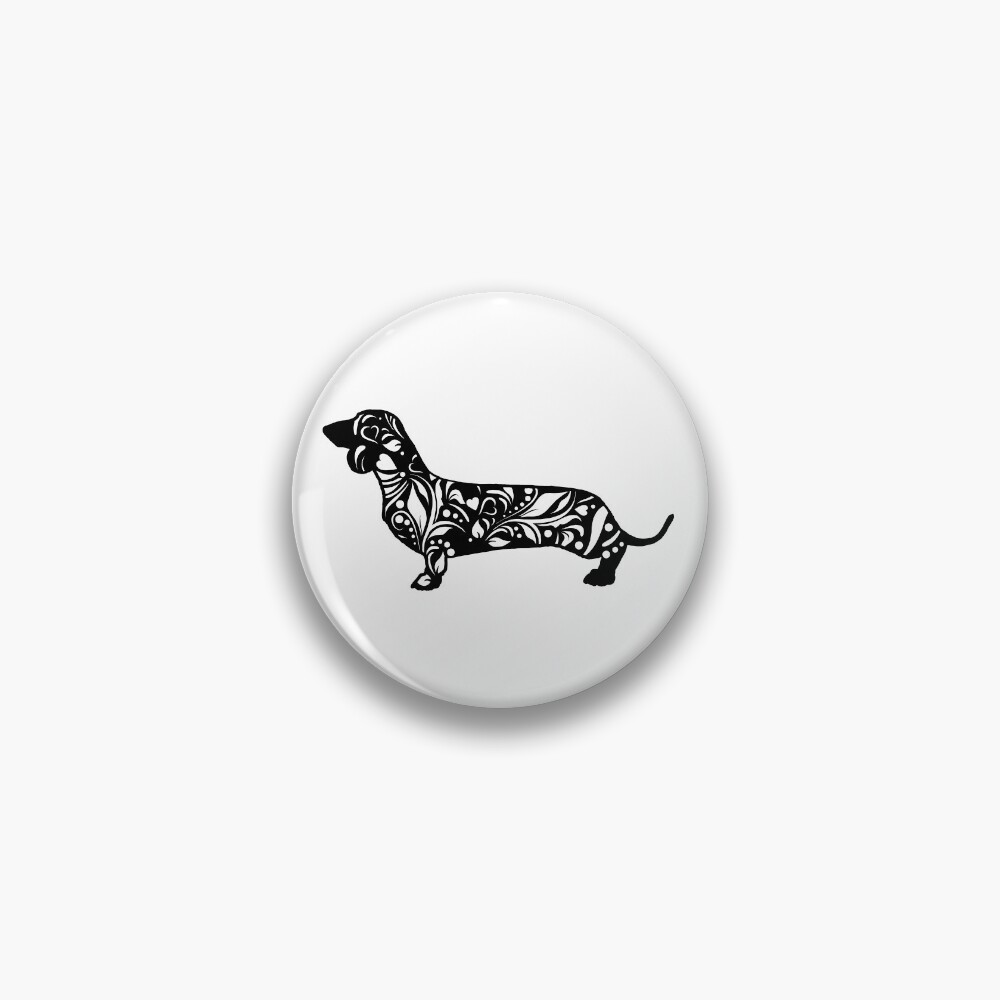 Dachshund Floral Mandala Pin