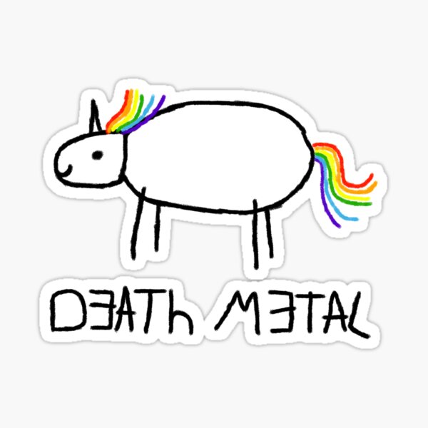 Death Metal Funny Colorful Unicorn Drawing Design Sticker