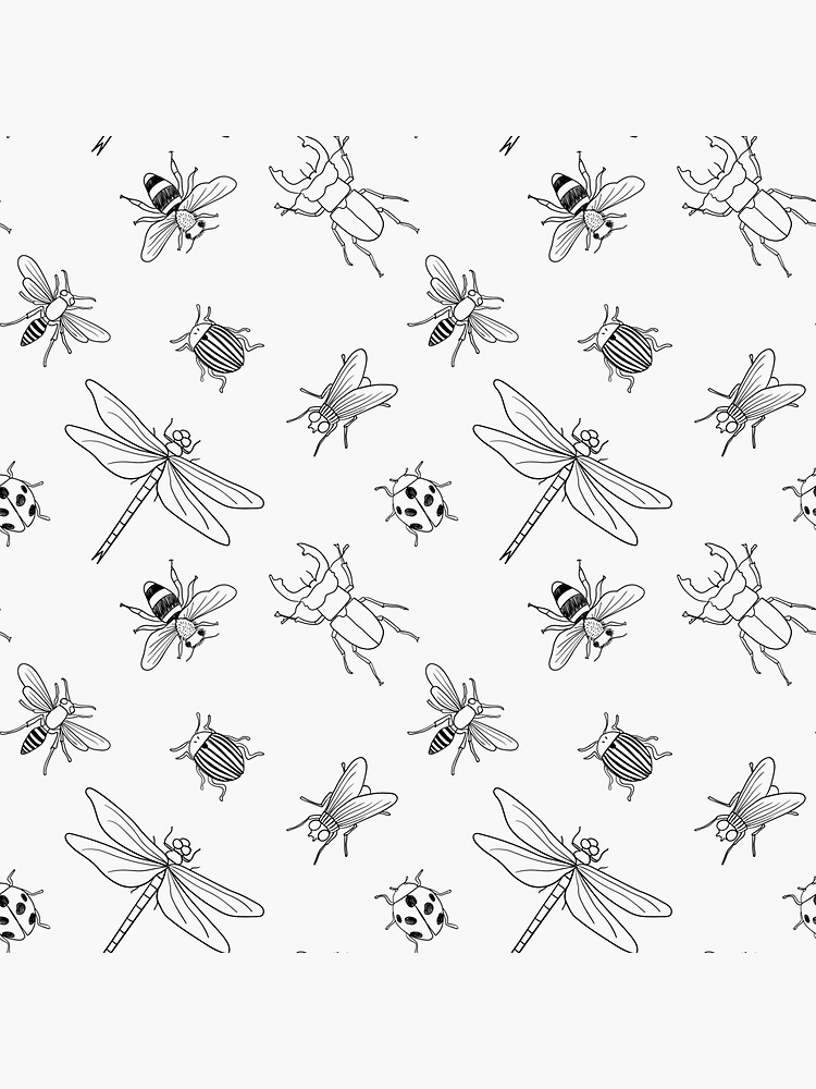 "Hand drawn doodle isolated insects" Sticker by Familyshmot Redbubble