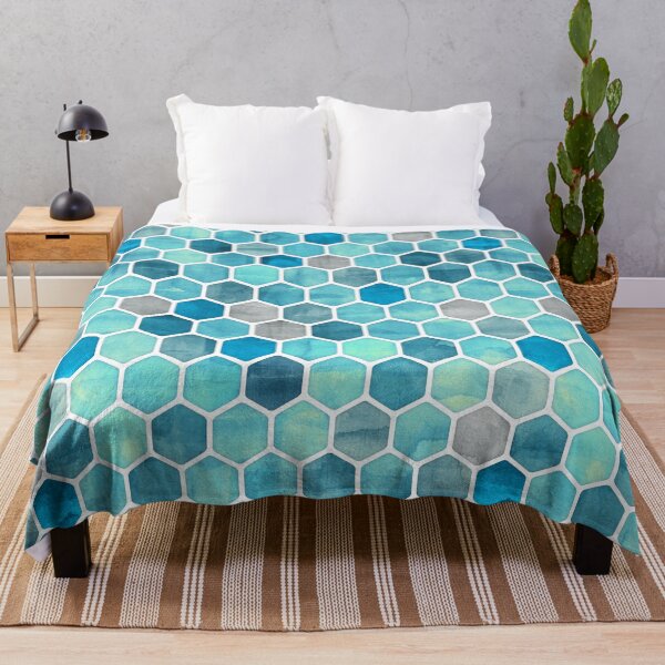 Item preview, Blue Ink - Watercolor hexagon pattern designed and sold by micklyn.