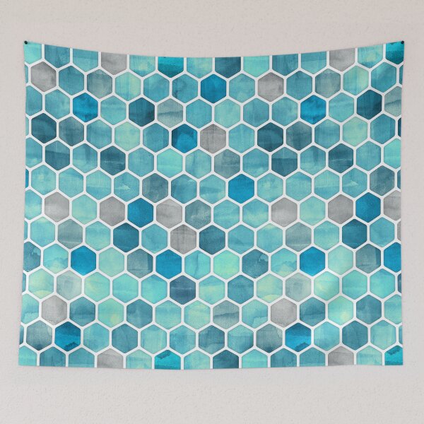 Item preview, Blue Ink - Watercolor hexagon pattern designed and sold by micklyn.