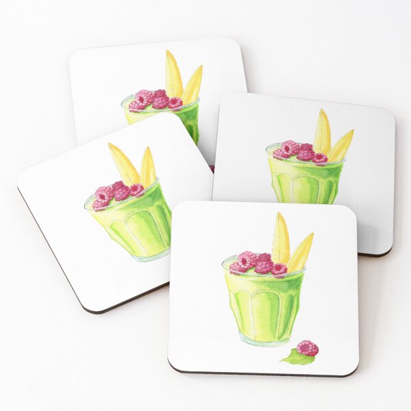 Item preview, Watercolor green pistachio dessert with raspberries and peaches designed and sold by NataBold.