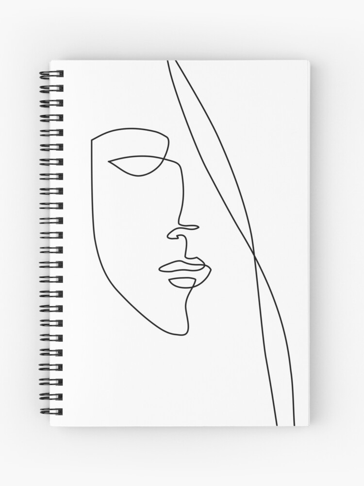 Half Face One Line Art Spiral Notebook By Theredfinch Redbubble