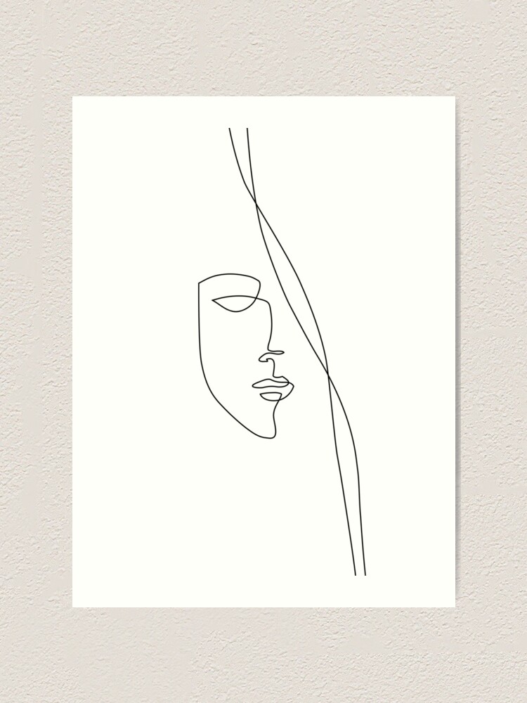 Half Face One Line Art Art Print By Theredfinch Redbubble