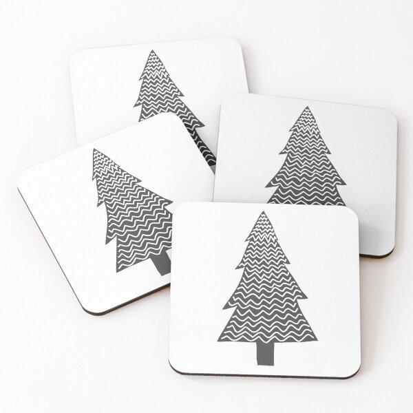 Item preview, Zigzag snowy Christmas tree in black and white silhouette winter design designed and sold by Latch Farm  Studios.