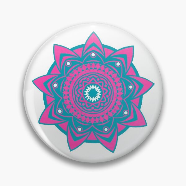 Aperçu de l'œuvre MANDALA GÉOMÉTRIQUE ROSE ET TEAL créée et vendue par GreenVenus.