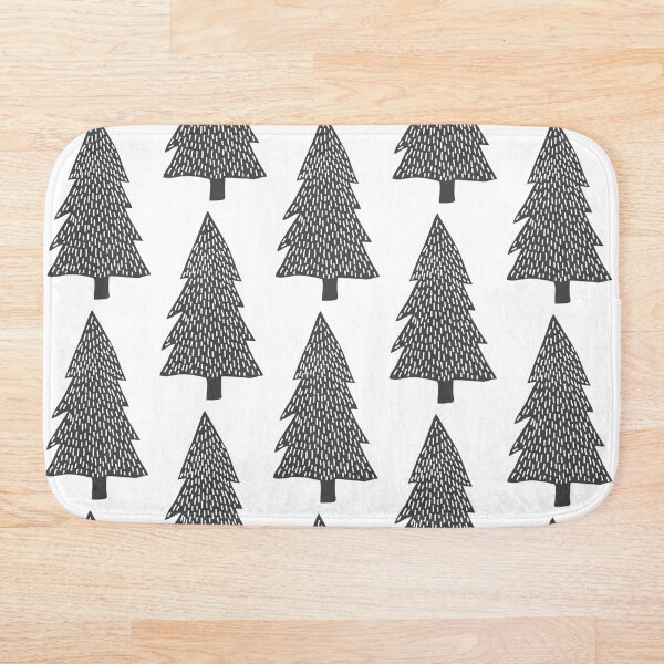 Item preview, Snowy Christmas tree in black and white silhouette winter design designed and sold by Latch Farm  Studios.