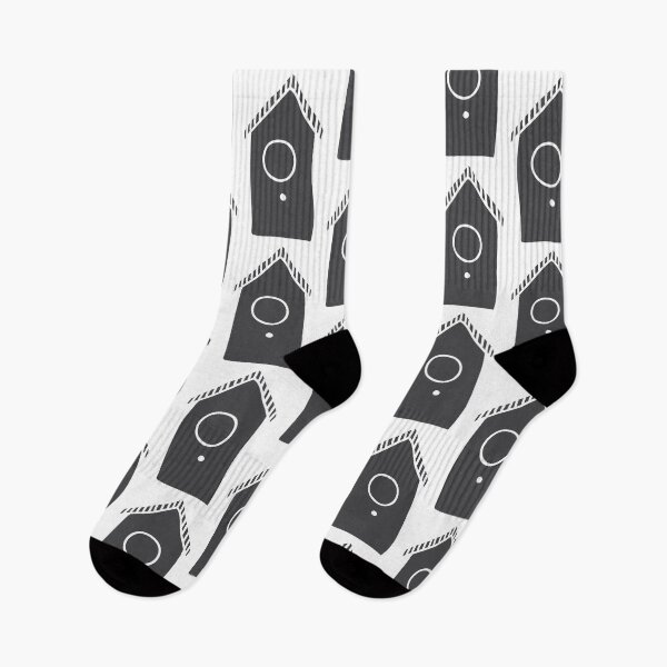 Item preview, Bird house in black and white silhouette Christmas winter design designed and sold by Latch Farm  Studios.