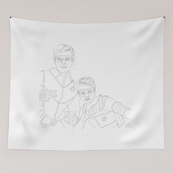 Item preview, Captain Man and Kid Danger outline designed and sold by Merch by Laiba.