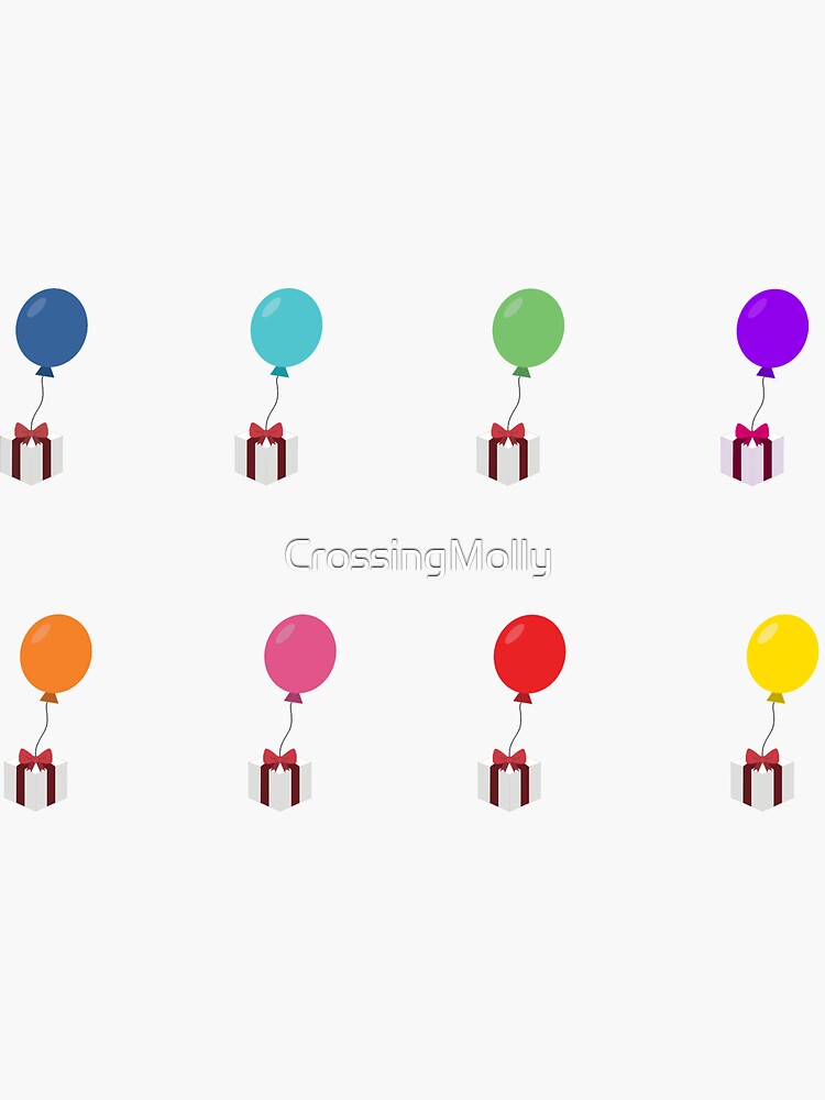 Balloon With Present Sheet Rainbow 8 Colours by CrossingMolly