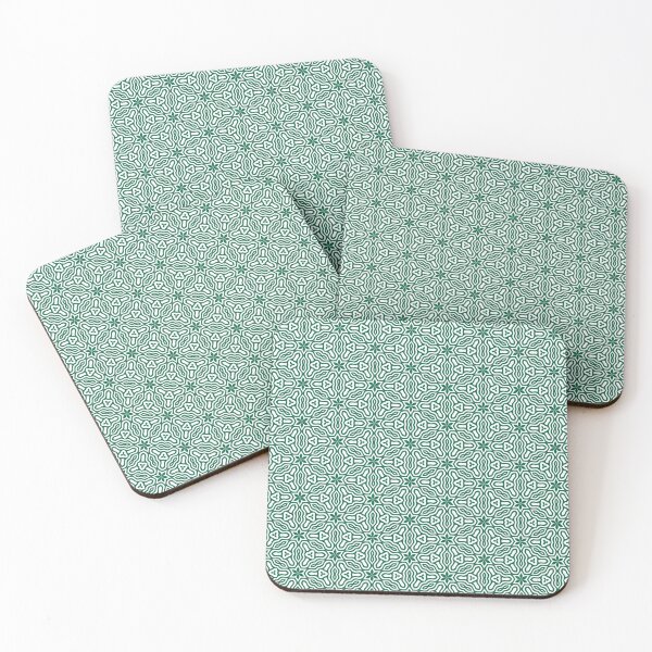 Item preview, Green and white repeating geometric six star pattern designed and sold by groovezero.
