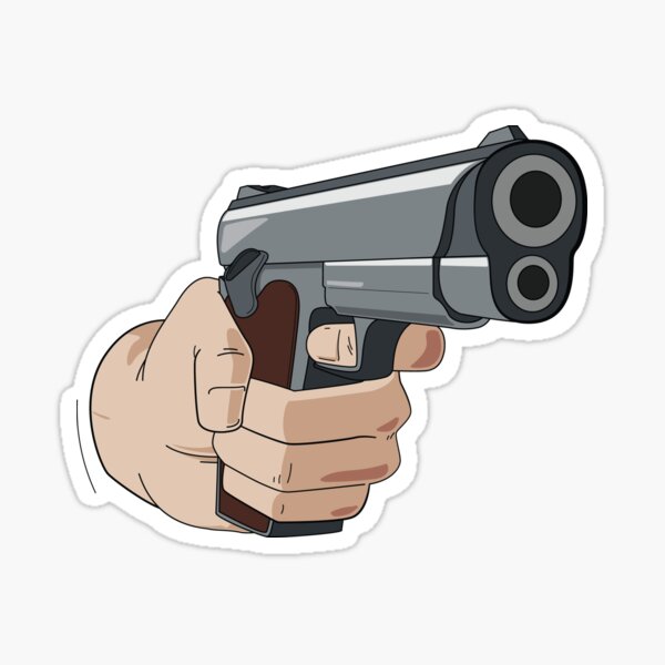 Gloved White Cartoon Hand Hold Gun Finger Shoot Bang Point Aim At Men's T-Shirt 
