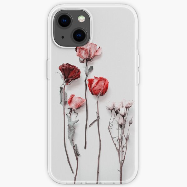 Getrocknete rote & rosa Rosen auf hellem Hintergrund - minimale Ästhetik iPhone Flexible Hülle