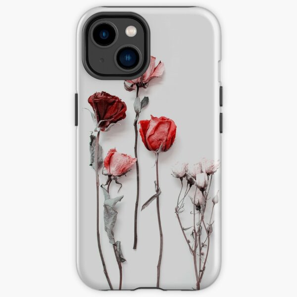 Getrocknete rote & rosa Rosen auf hellem Hintergrund - minimale Ästhetik iPhone Robuste Hülle