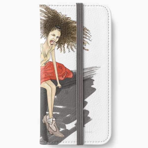Modezeichnung einer Lady mit viel Haar iPhone Flip-Case