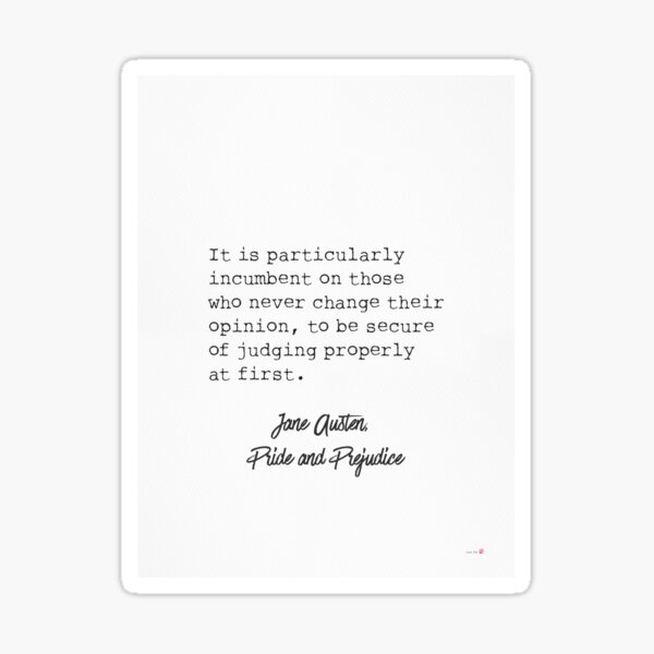 Sticker Orgueil Et Prejuges Jane Austen Citation 5 Par Arimila Redbubble