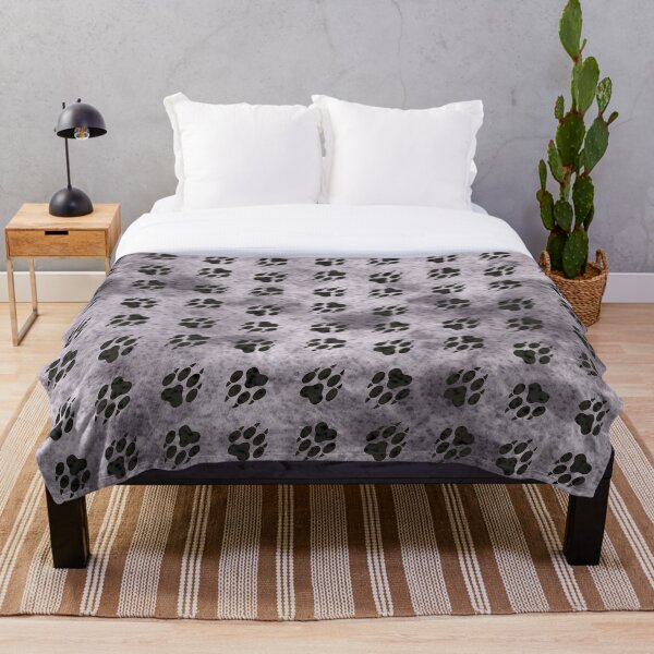 Pawprints Stormy Grey Throw Blanket