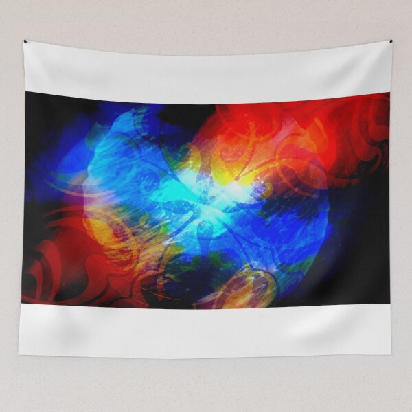 Item preview, Red and Blue Floating Magical Orb Illuminates Dark Room and Wallpaper designed and sold by IncrediVFX.