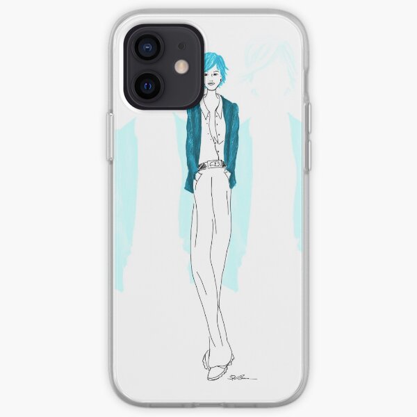 Modezeichnung Blaue Lady iPhone Flexible Hülle