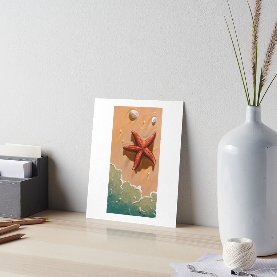 Starfish On The Beach Art Board Print