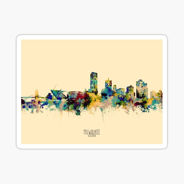 Wisconsin Sports Poster, Green Bay Packers, Brewers, Bucks Artwork,  Milwaukee Skyline