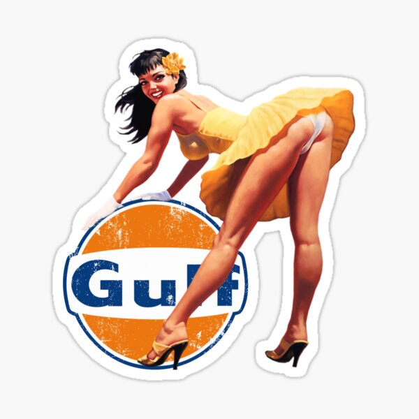 Gulf Racing - Vintage PinUp Girl Sticker
