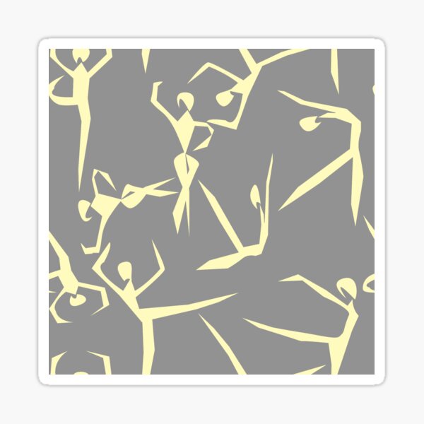 Geometric Dancers pale yellow and gray Sticker