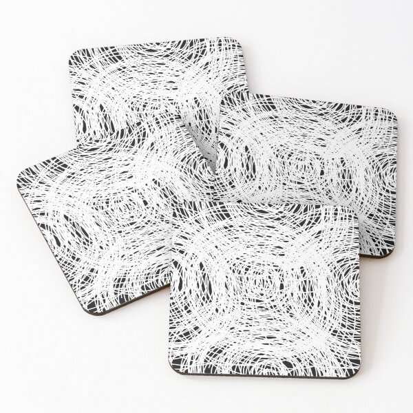 Item preview, Crazy Manic Circle Scribble Pattern Design White on Black designed and sold by Stephen Chambers / The Pop Art Factory.