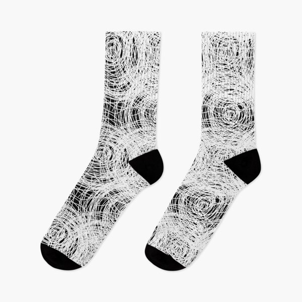 Item preview, Crazy Manic Circle Scribble Pattern Design White on Black designed and sold by Stephen Chambers / The Pop Art Factory.